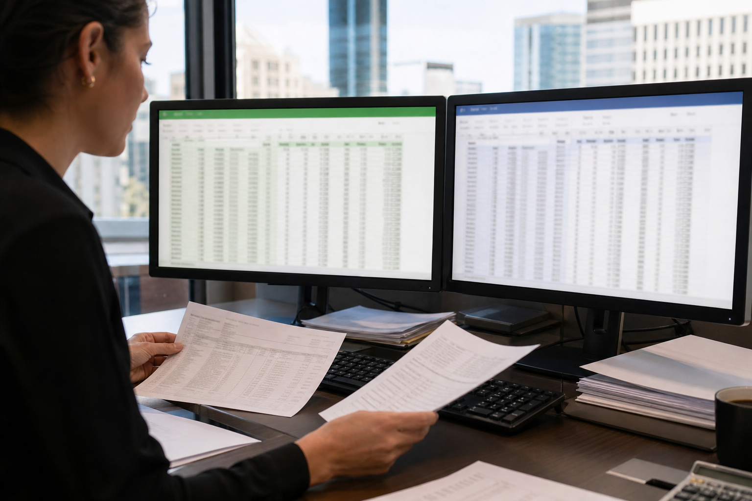 Side-by-side reconciliation dashboard comparing legacy and new system totals
